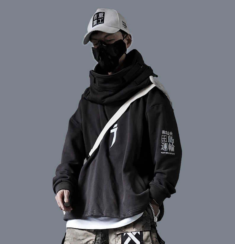 Japanese Cyberpunk Techwear Hoodie for Men Streetwear | Etsy