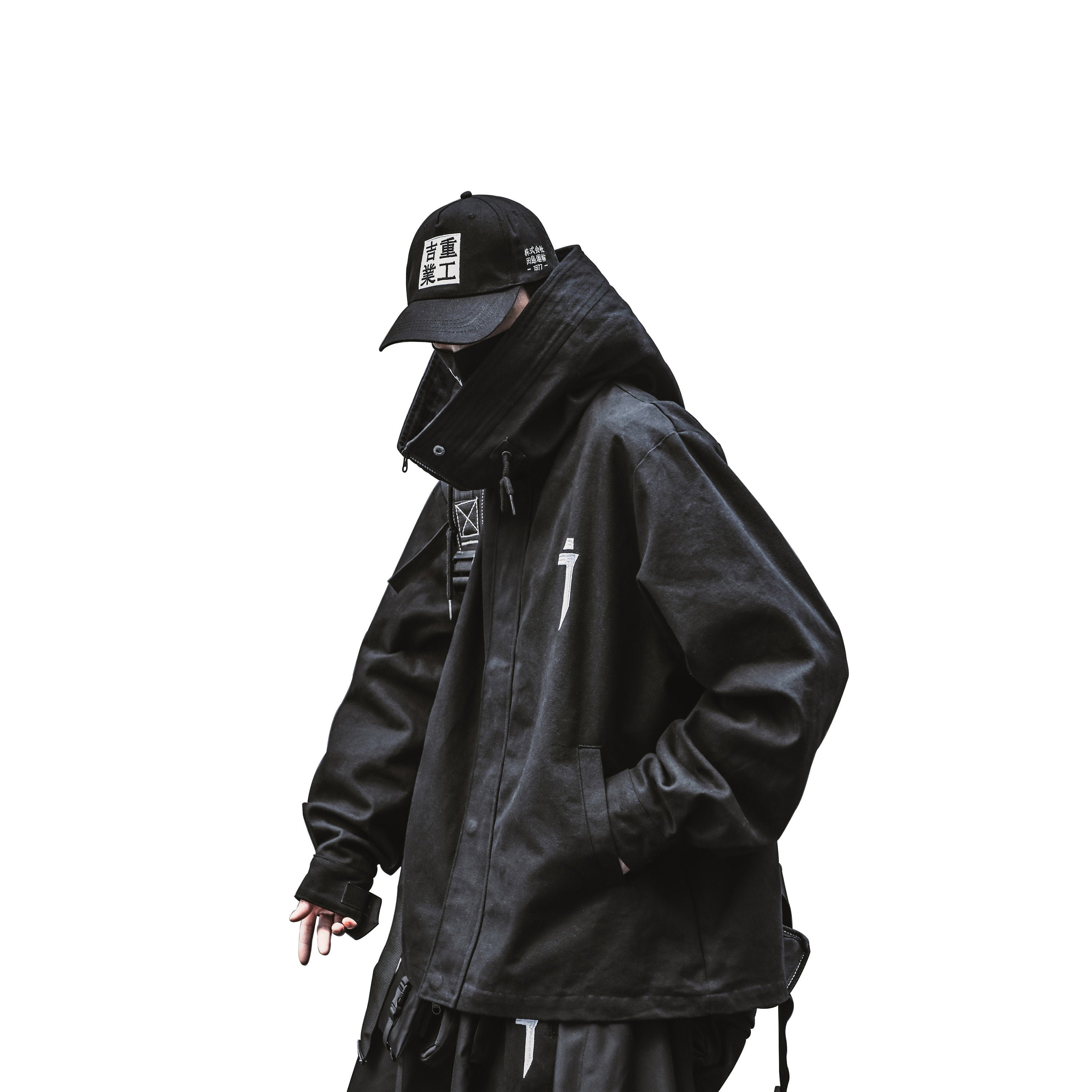 Men's Techwear Itech Black Jacket Coat for Men Streetwear Etsy Australia