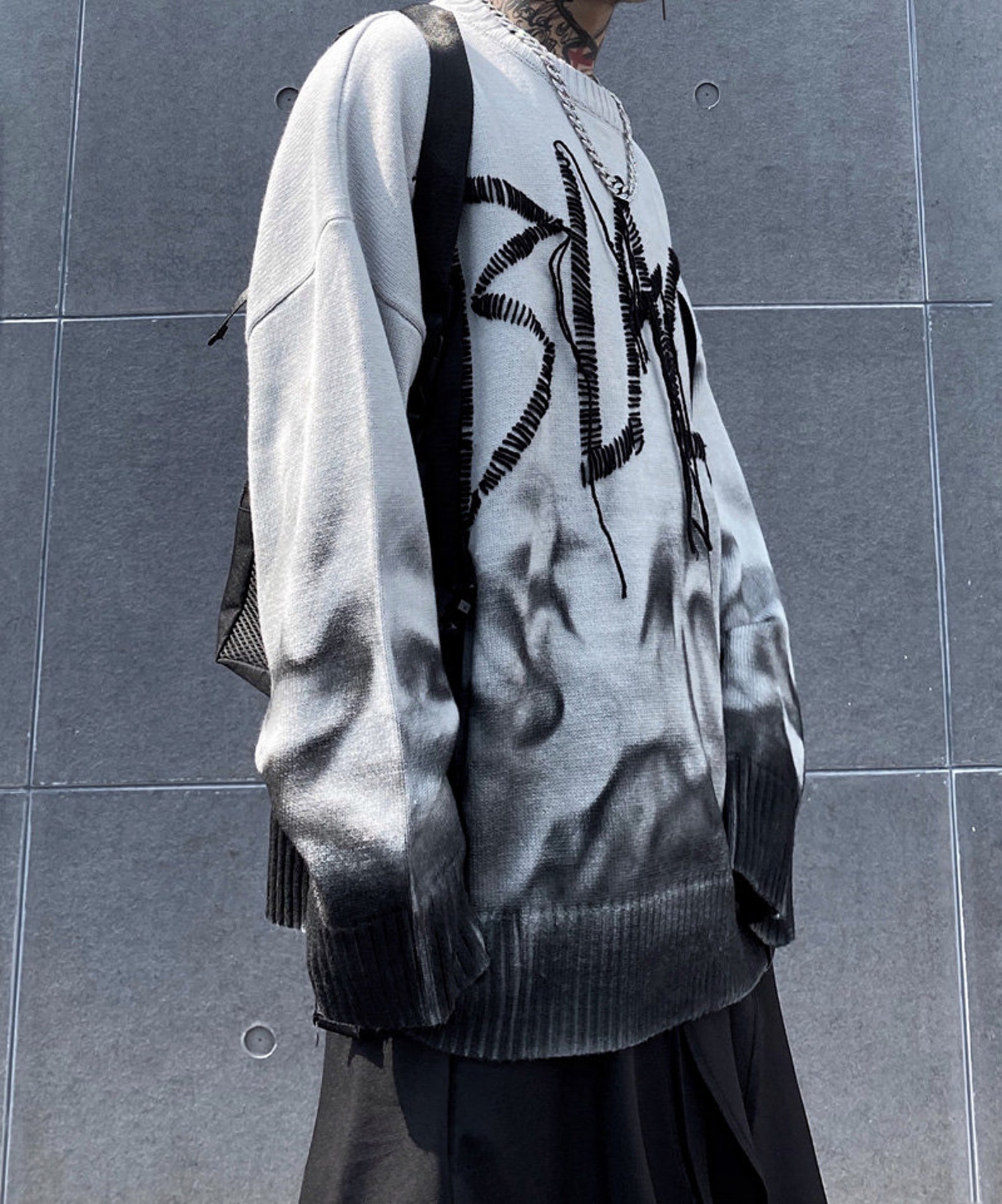 Streetwear Knit Crewneck Mens Pullover Wol Urban Knitted Crew Etsy
