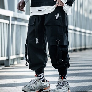 Cyberpunk Techwear Scar Logo Pants With Straps Men Streetwear - Etsy