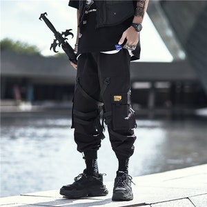 Cyberpunk Techwear Pants With Straps Black Japanese Streetwear - Etsy