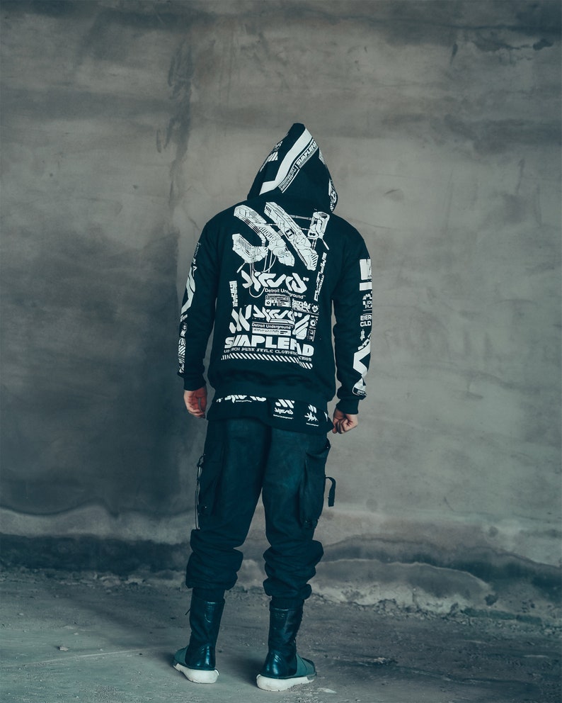 Men's Cyberpunk Jacket Streetwear Fashion Black Zip up | Etsy