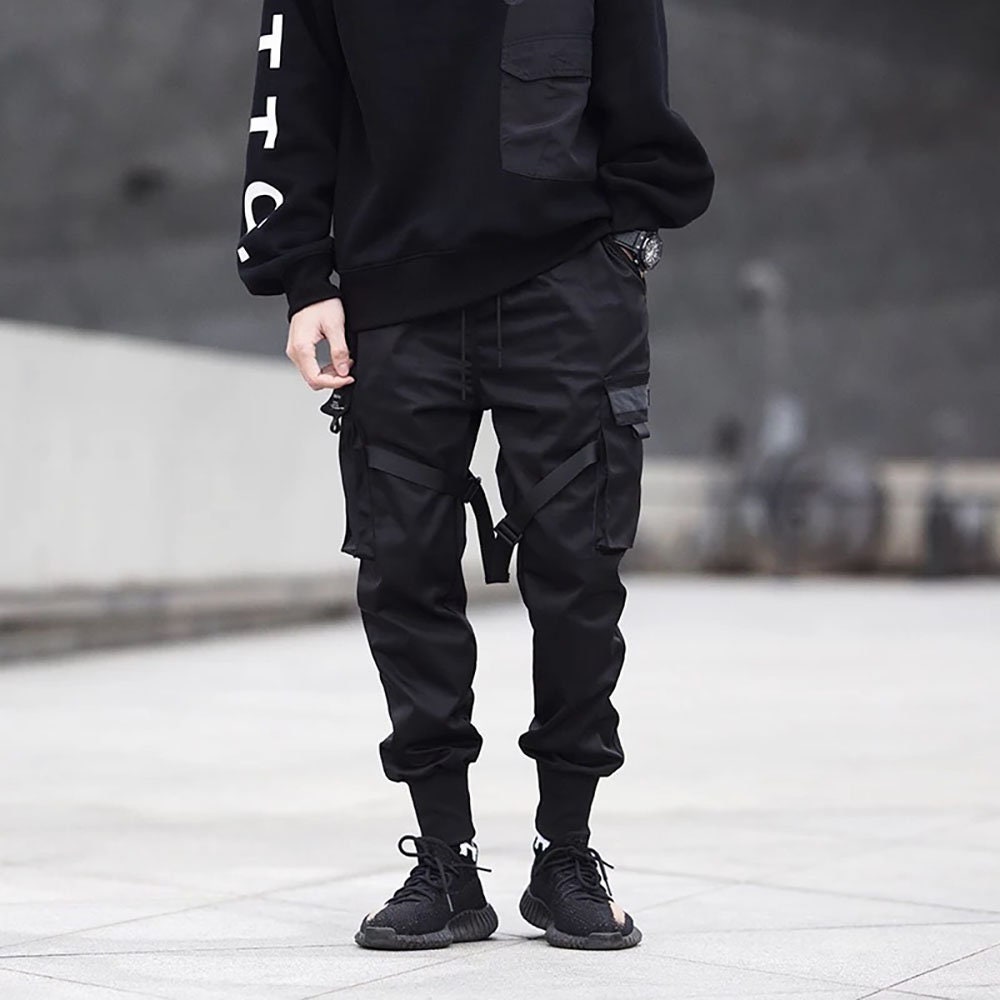 Techwear Pantalones Hombre Cyberpunk Black Harem Streetwear | Etsy México