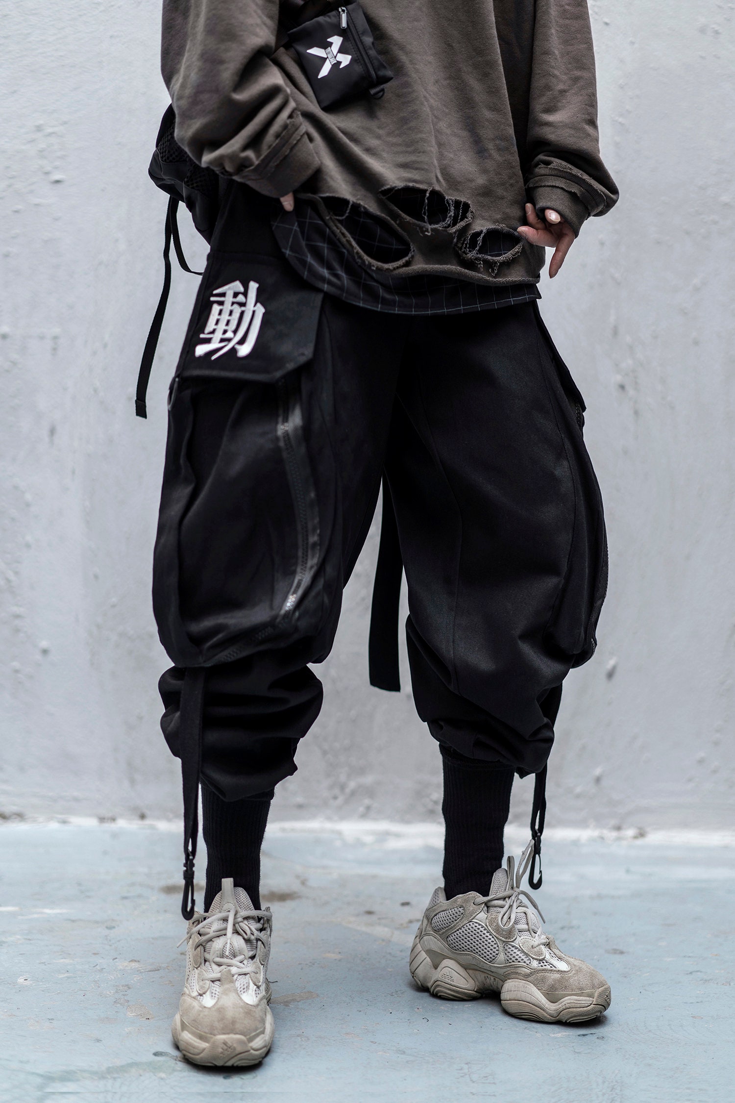 Cyberpunk Techwear Pants Men Harem Japanese Streetwear Kanji | Etsy