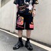 Summer Abstract Mask Doodle Shorts Streetwear Fashion Black Cargo Shorts