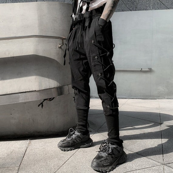 Black Ninja Joggers for Men Streetwear Fashion Dark Pants With - Etsy