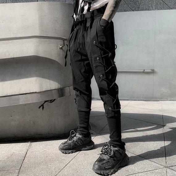 Black Ninja Joggers For Men Streetwear Fashion Dark Pants With Etsy