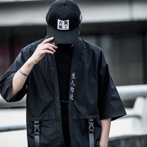 Japanese Streetwear Kimono Men Black Kanji Samurai T-shirt - Etsy