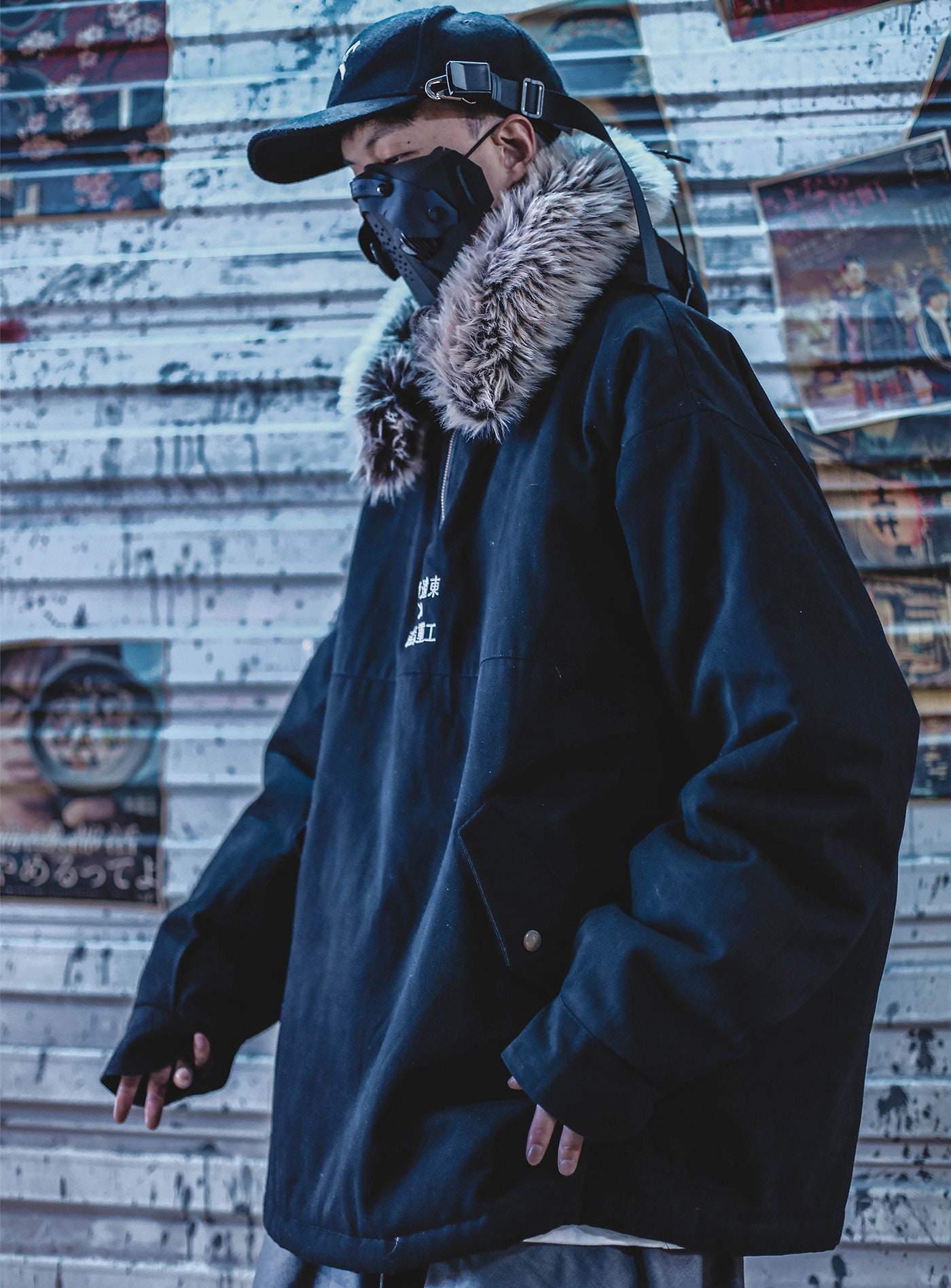 Fleece Jacket Furry Winter Wool Black Unisex Urban Techwear | Etsy