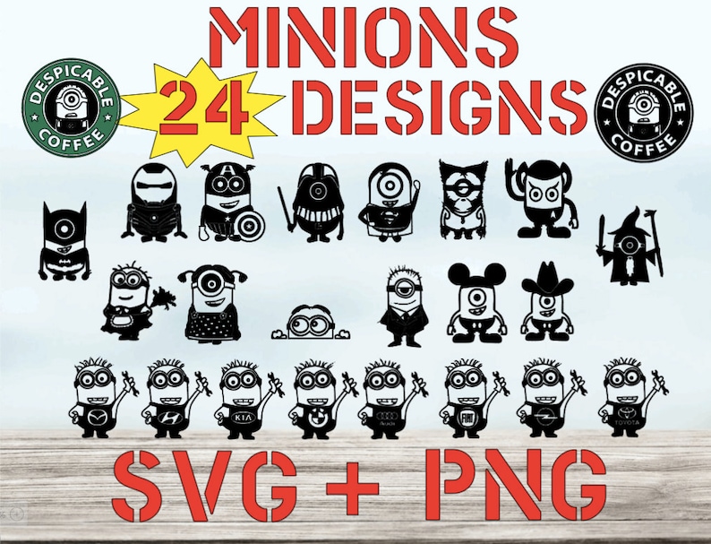 Minions Mega Pack 24 designs SVG PNG files vector for | Etsy