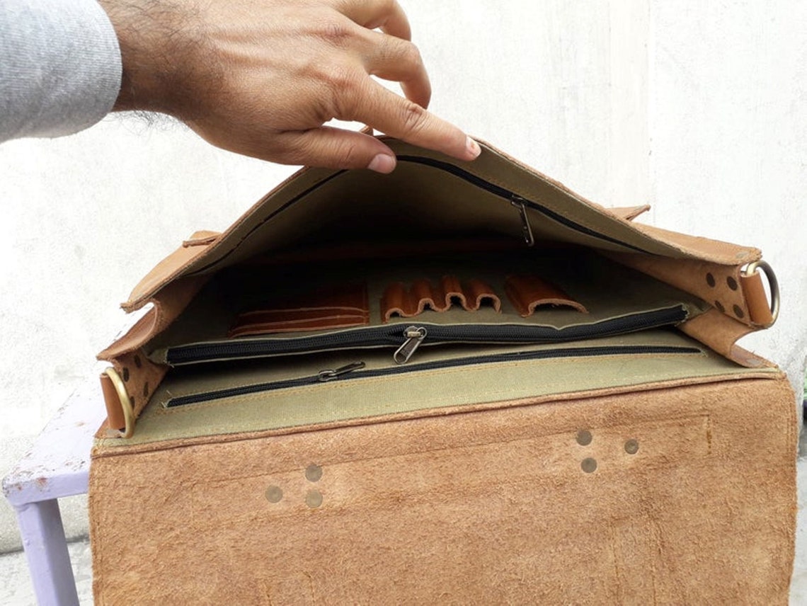 Custom Calgary Men's Leather Messenger Bag Leather Etsy