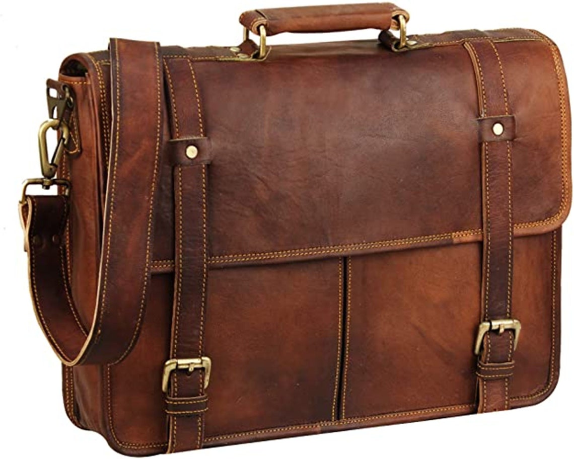 Men's Messenger Bag 15 Leather Briefcase Free Etsy