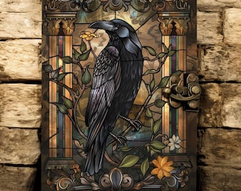 Handmade Raven Leather Grimoire, Vintage Deckle Edge Book of Shadows