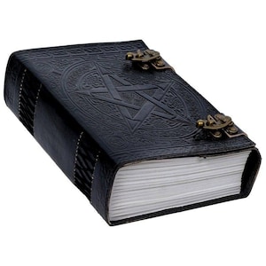 600 pages large Black Pentagram Embossed Leather Journal | Writing Leather notebook | leather grimoire book | Handmade Leather Journal