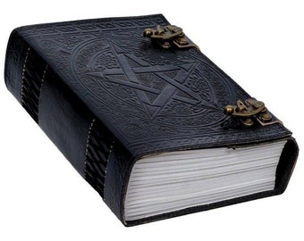 600 pages large Black Pentagram Embossed Leather Journal | Writing Leather notebook | leather grimoire book | Handmade Leather Journal