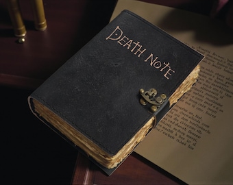 Death Note Handmade Leather Journal: Antique Deckle Edge Paper Book of Shadows Grimoire