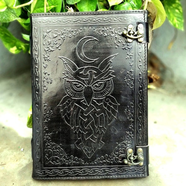 50 % de réduction sur Antique Moon Owl Journal Leather Bound Journal, Celtic Design Leather Journal Women, Leather Notebook, Owl Diary Gift For Him