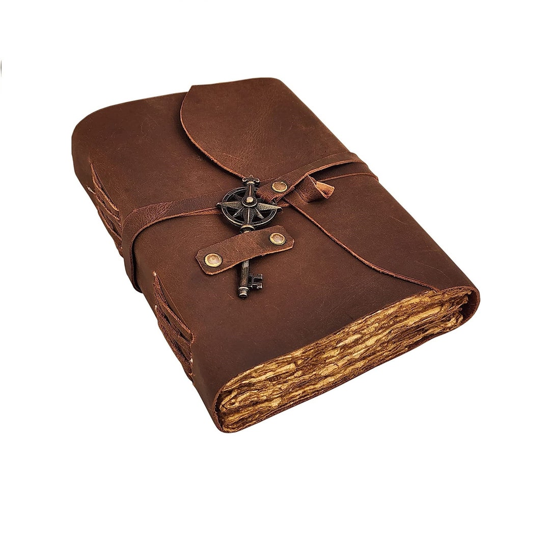 Handmade Vintage Brown Leather Journal With Key & Deckle Edge Paper New ...