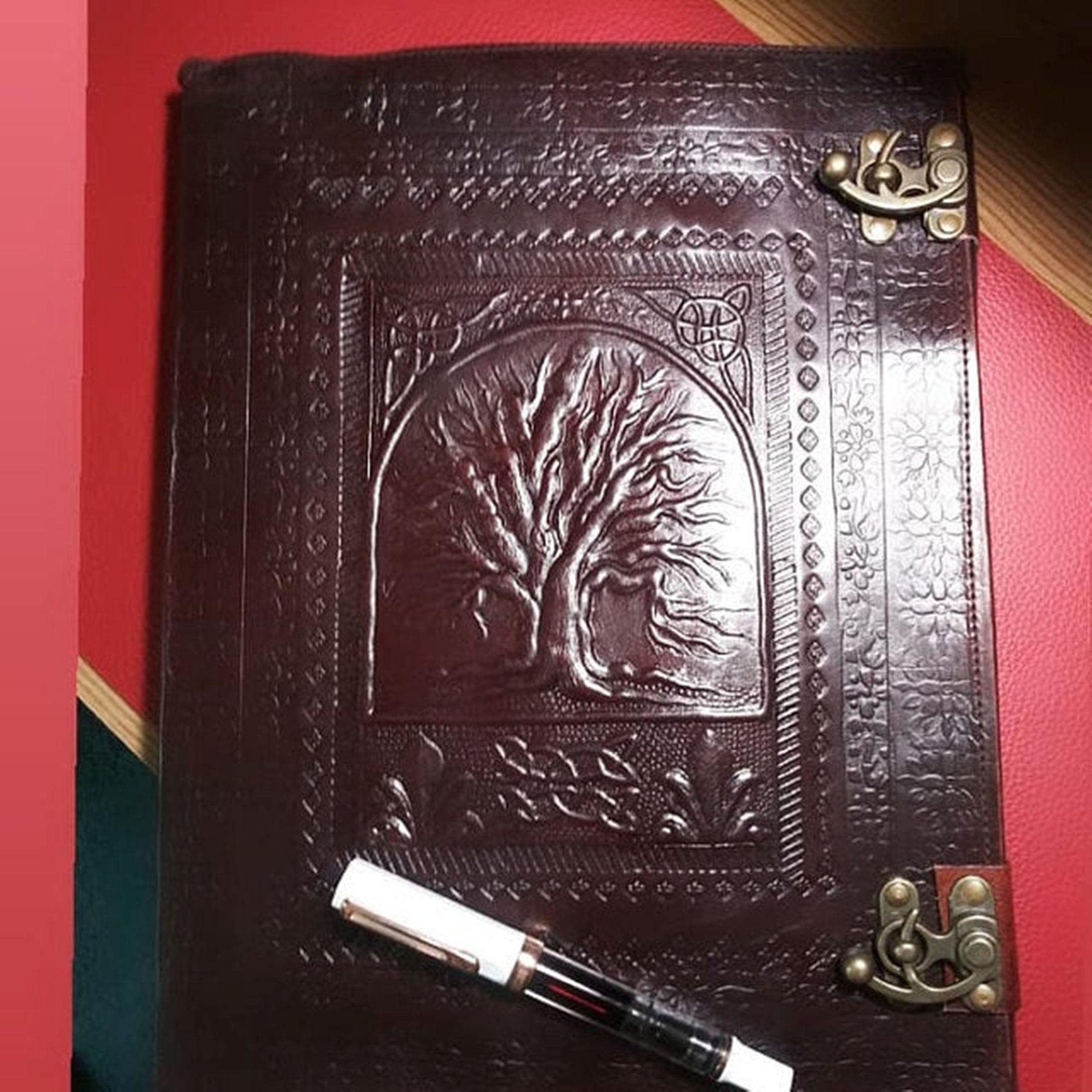 Extra large Leather Journal Tree Of Life Embossed With Blank Etsy