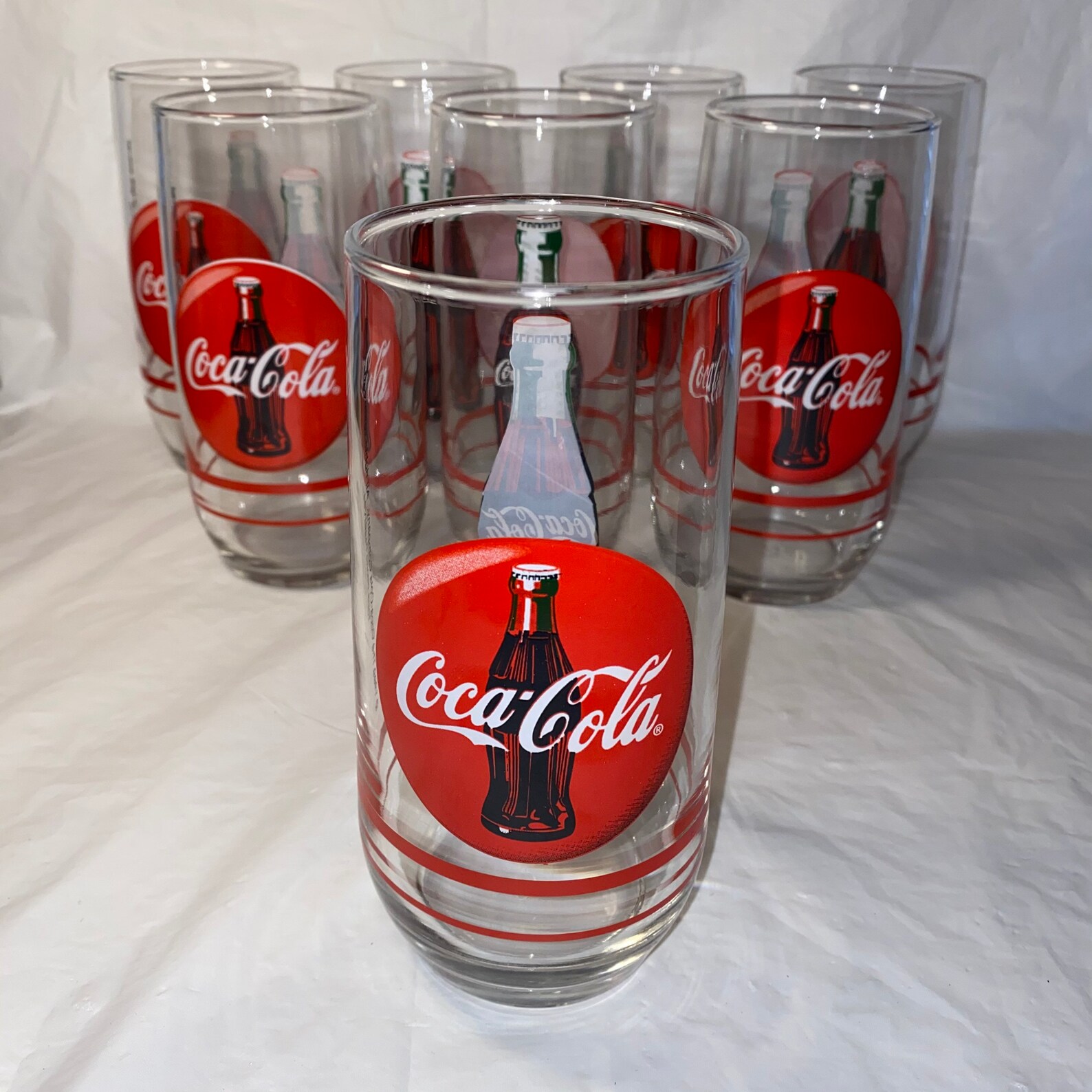 VTG 1999 CocaCola clear glass 8 cups Etsy
