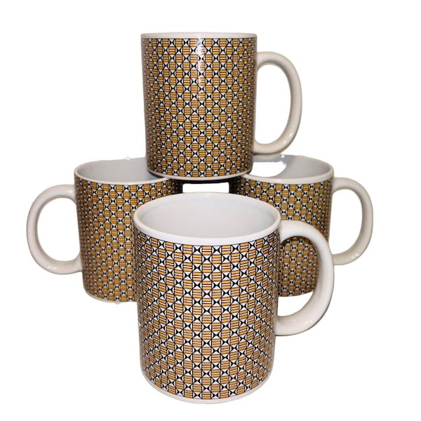 Brenda Charlie Pueblo of Acoma Geometric Southwestern Pattern Mug Set (4)