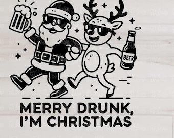Funny Drunk Santa Reindeer SVG: Christmas Humor Cut File (Digital Download)