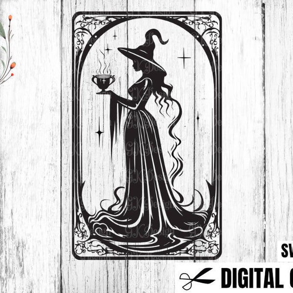 Witch Apothecary Svg, Witch SVG, Wicked Witch Svg, Wall Decor, Halloween Decal,Halloween Decor, Tarot Frame Silhouette, Digital cutting file
