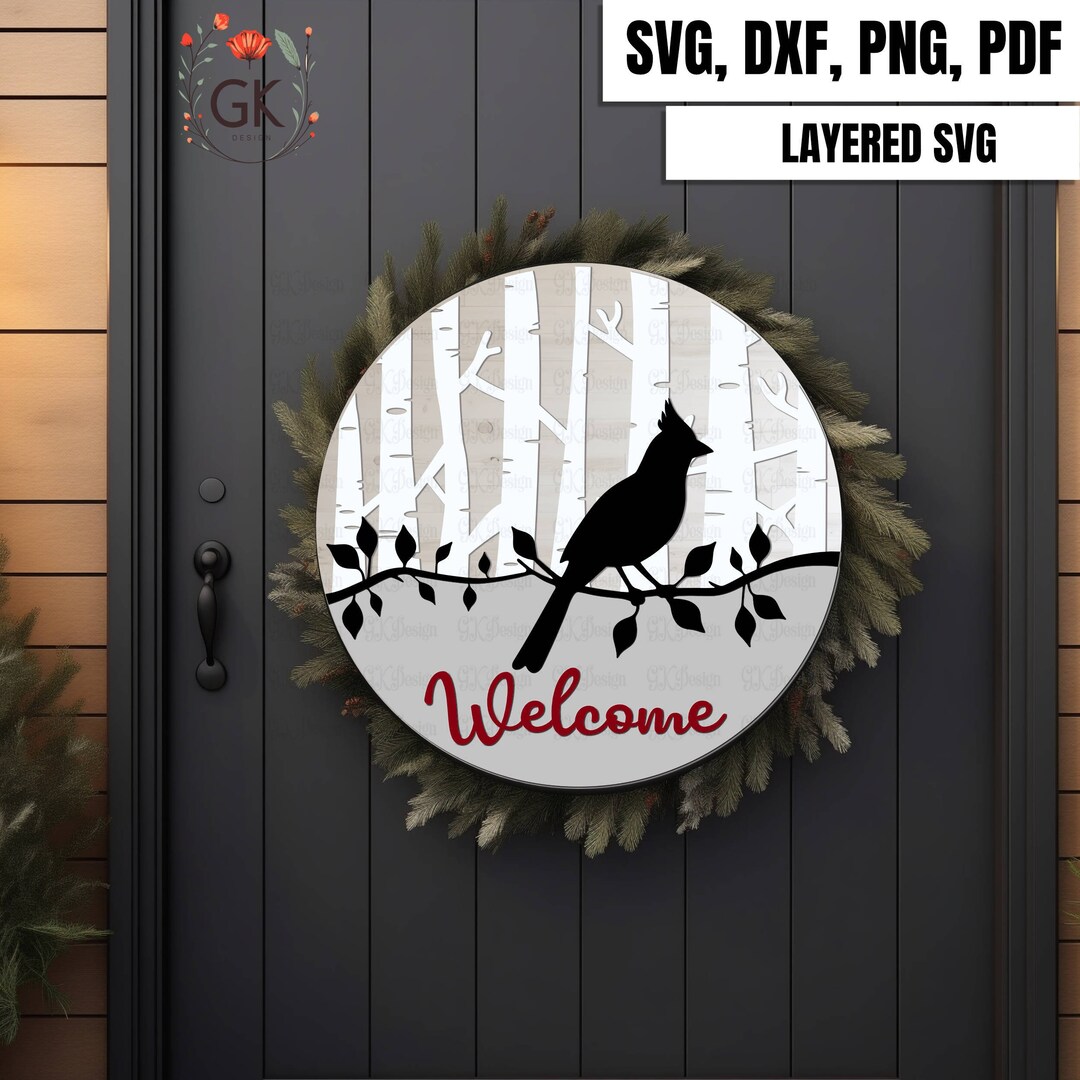 Cardinal Welcome Sign SVG: Rustic Door Hanger (digital File) - Etsy