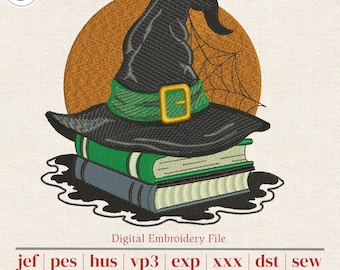 Book Stack Machine Embroidery Design | Dark Academia Reading Nook Decor for Book Lovers | Tote Bags, Sweatshirts & Pillows | 5 Sizes