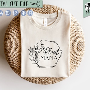 Planta Mamãe SVG| Arquivo de corte Cricut |Mama Svg|Plant Lady Svg|Floral Frame Svg| Quadro hexagonal | Dxf, Png|Dia das Mães Svg|Caneca, design de camiseta
