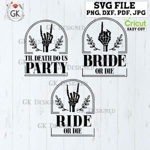 EVJF, monter ou mourir, 'Til Death Do Us Party, Halloween EVJF, mariage SVG Bundle fichier de coupe pour Cricut, Png