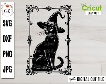 Witch Cat SVG: Halloween Black Cat Cut File (Digital Download)