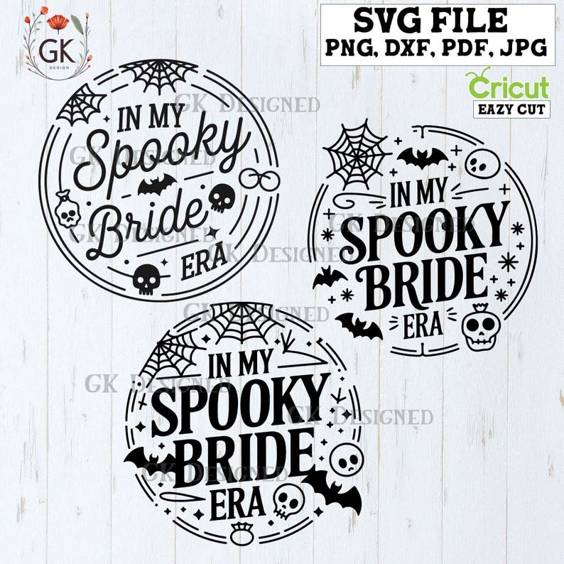 In My Spooky Bride Era Halloween Bride Bachelorette Party Wedding Announcement SVG Bundle Digital cutting file for Cricut Silhouette Png Dxf