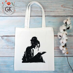 Girl Reading Book SVG: Messy Hair Librarian Teacher Design (PNG File) image 3