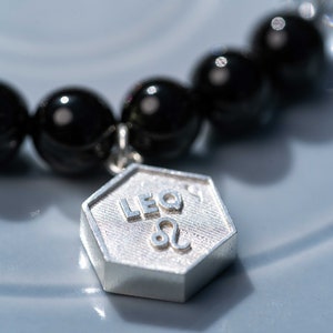 Löwe Sternzeichen Armband - Schwarzer Onyx und Bergkristall