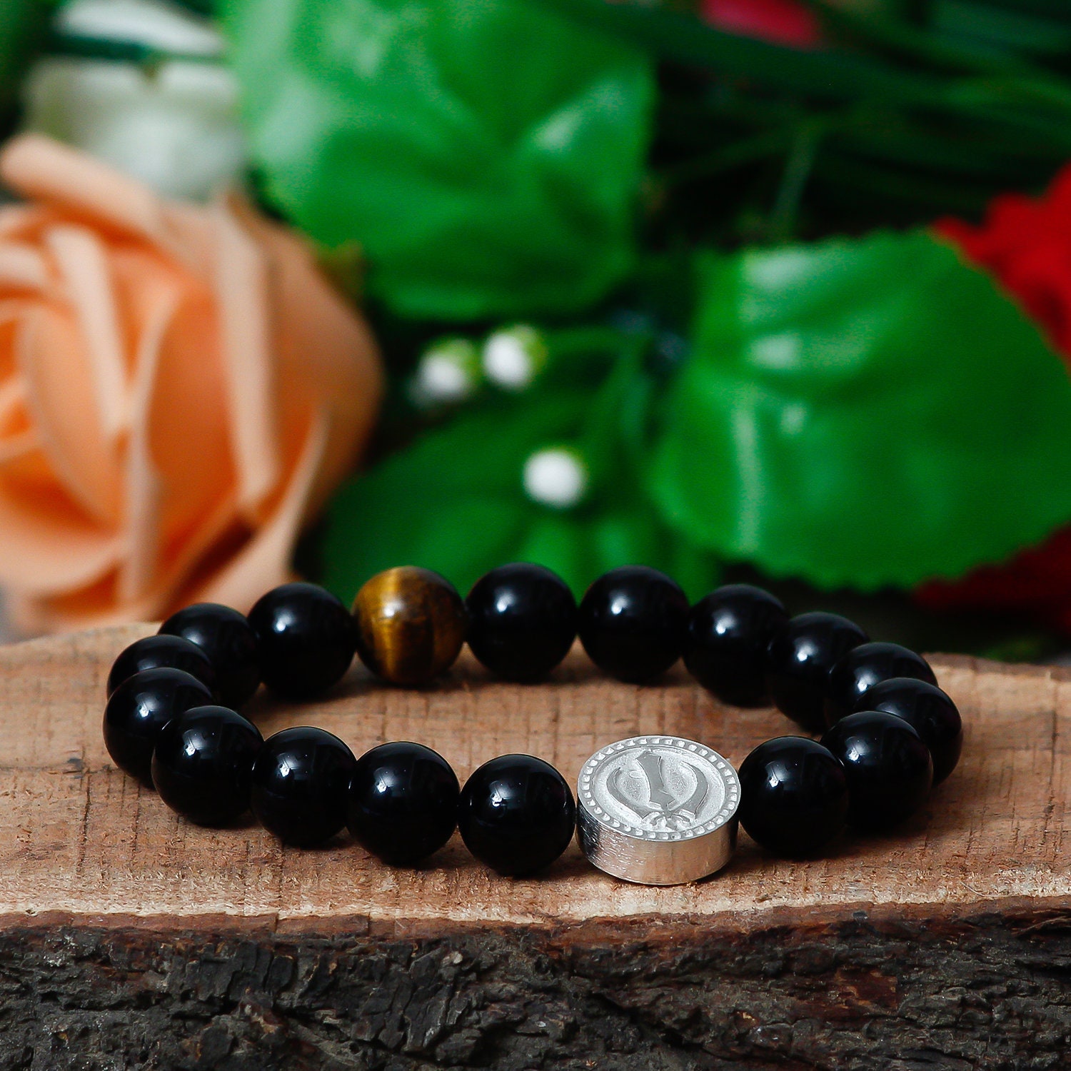 Sikhism Silver Faith Bracelet Sikh Jewelry Black Agate beads Etsy
