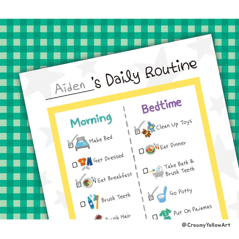 Printable Kid's Daily Routine Chart / Kid's Daily Checklist Digital ...