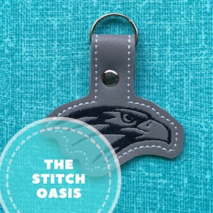 Hawk In The Hoop Machine Embroidery Design Snap Tab Key Fob