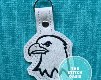 Eagle Snaptab Embroidery File | In-The-Hoop Machine Key Fob Design (Digital Download)