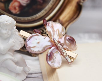 Irregular Baroque Pearl Hairpin,Handmade Butterfly Hairpin,Baroque Pearl Jewellery,Baroque Hairpin,Gift For Sister,Weddings Hairpin,