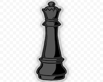 Queen Chess Piece Sticker: Clear Vinyl, Waterproof