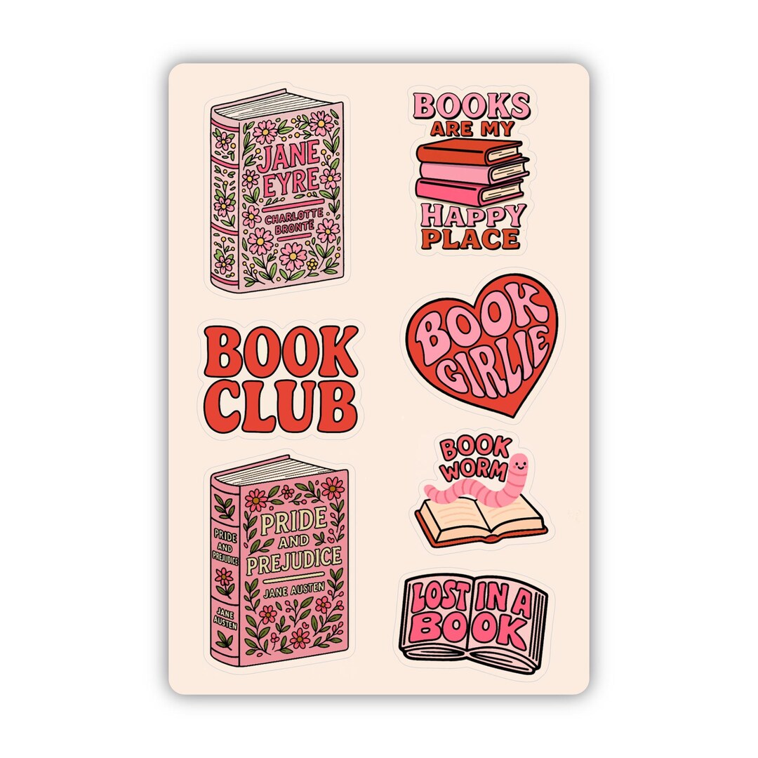 Book Lover Sticker Sheet: Waterproof Vinyl Decals - Etsy