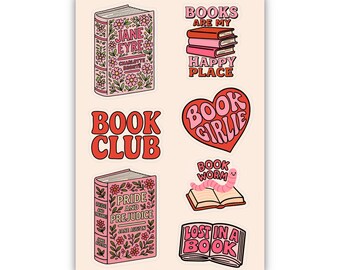 Book Lover Sticker Sheet: Waterproof Vinyl Decals