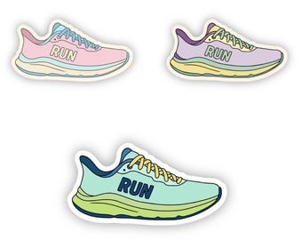 Mini Running Shoe Sticker: Waterproof Vinyl Decal
