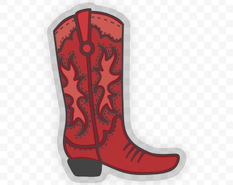 Red Cowboy Boot Sticker | Waterproof and Dishwasher Safe