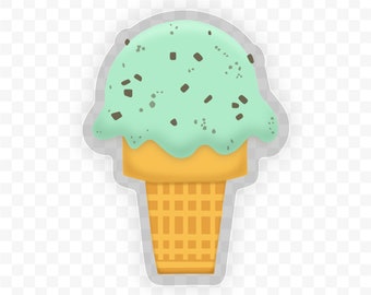 Mini Ice Cream Sticker | Mint Chip | Vanilla with Sprinkles | Waterproof and Dishwasher Safe