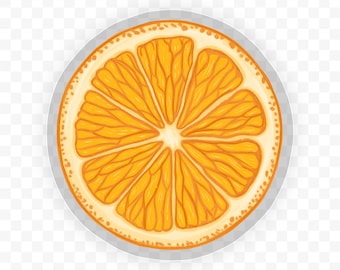 Orange Slice Sticker: Waterproof Clear Vinyl (2"x2")