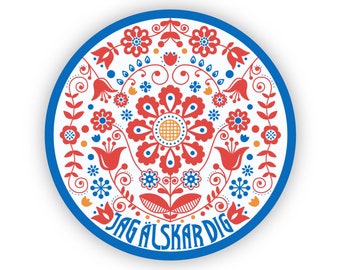 Swedish Floral Sticker: Waterproof Vinyl Decal (2" x 2")