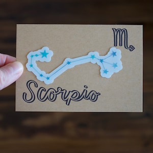 Scorpio Zodiac Sticker | Constellation | Clear Vinyl Sticker | October and November Birthday
