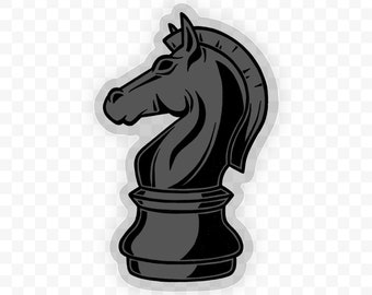 Knight Chess Piece Sticker | Clear Vinyl Sticker | Waterproof and Dishwasher Safe
